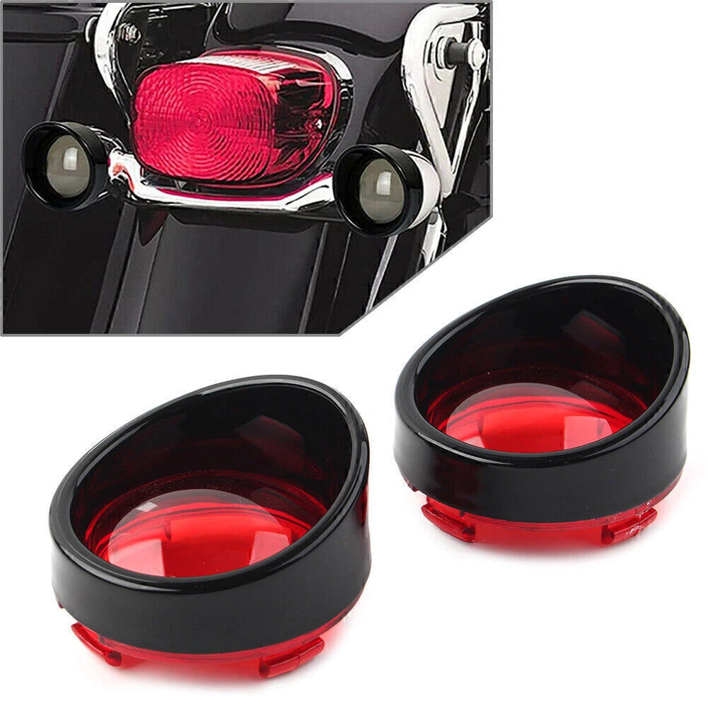 2x Turn Signal Light Lens Cover Red Bezels Visor Fit Harley Davidson Softail Red