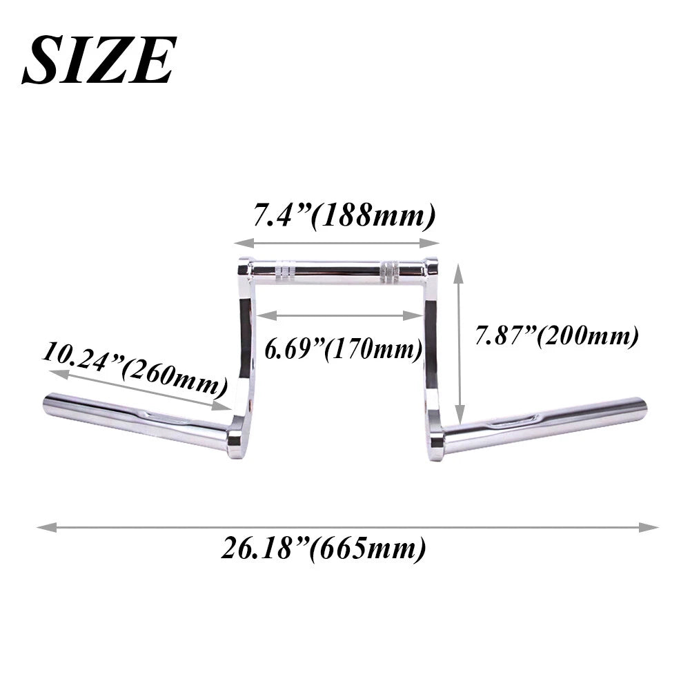 Chrome Z-Bars 1" Riser Handlebars for Harley Sportster Dyna Bobber Motorcycle