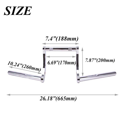 Chrome Z-Bars 1" Riser Handlebars for Harley Sportster Dyna Bobber Motorcycle