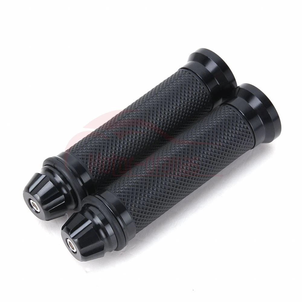 Black Motorcycle Rubber Gel CNC Hand Grips For 7/8" 22mm Handlebar Sports Bike