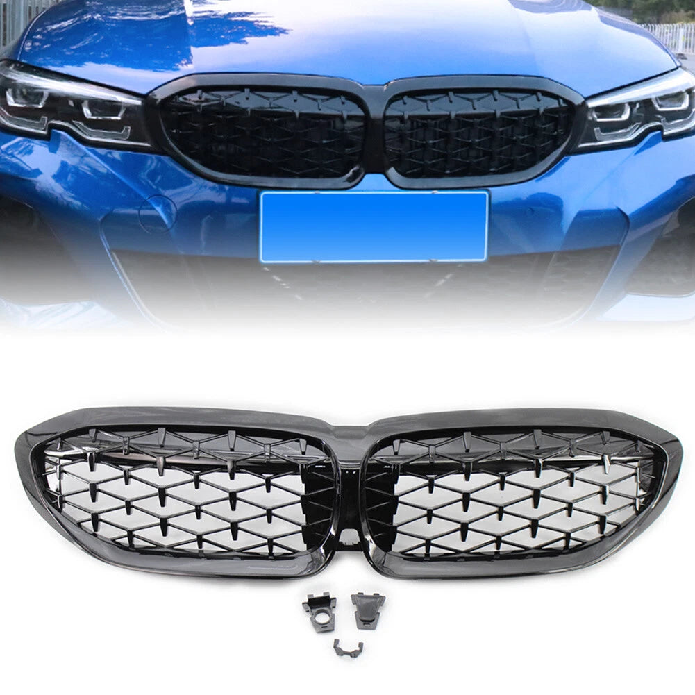 Grille Diamond Style Grill Kidney For BMW  3 Series G20 19-22 Glossy Black US