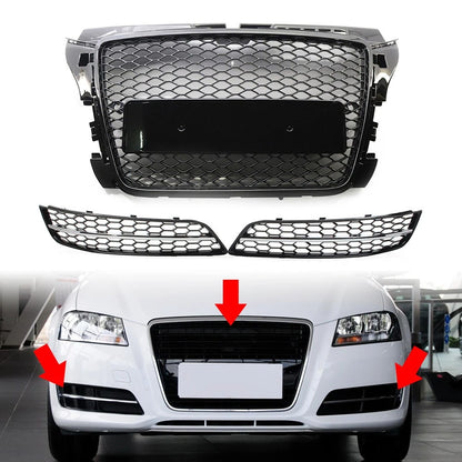 Front Radiator Grille With Fog Light Cover Set For Audi A3 8P 2009-2012 US
