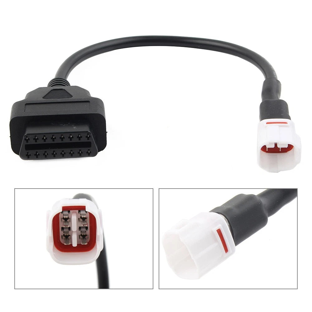 Motorcycle 4 Pin to OBD2 Diagnostic Tool Code Reader Adapter Cable For Yamaha