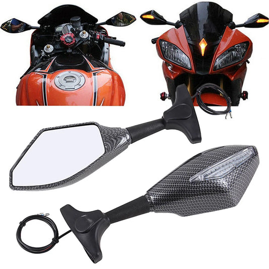2X Motorcycle LED Turn Signals Mirrors For Yamaha YZF R6 R6S FZ6 FZ1 R600