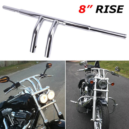 Chrome 8" Rise Drag Fat T-Bar 1-1/4" Handlebar For Harley Dyna Wide Glide Custom
