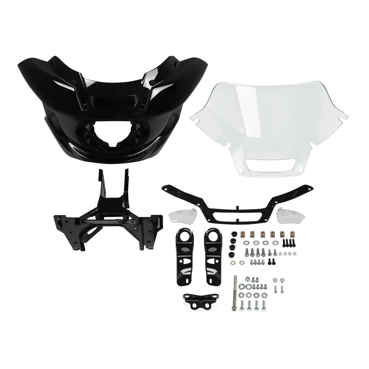 Black Headlight Fairing Windshield Bracket For Harley FXLRST LOW RIDER ST 22-25