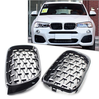Fit BMW X3 F25 /X4 F26 2014-2017 Diamond Meteor Latest Style Front Kidney Grille