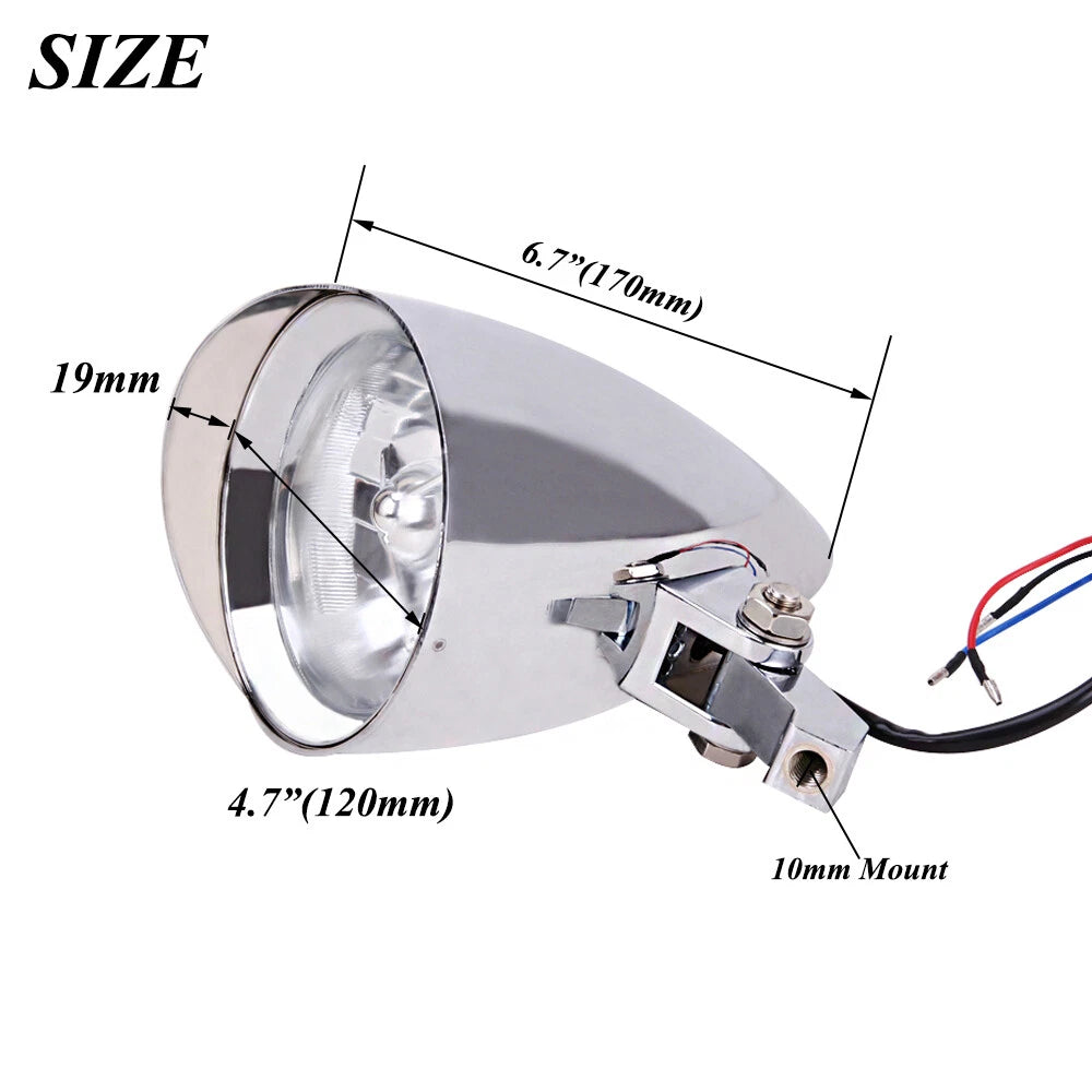 Chrome Bullet Headlight Assembly For Harley Sportster XL Softail Bobber Chopper