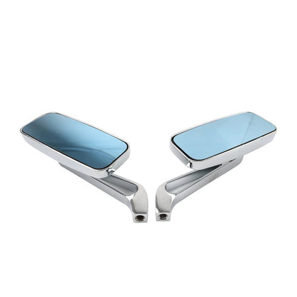 2x Chrome Blue Rearview Side Mirror For Harley For Honda For Kawasaki For Suzuki