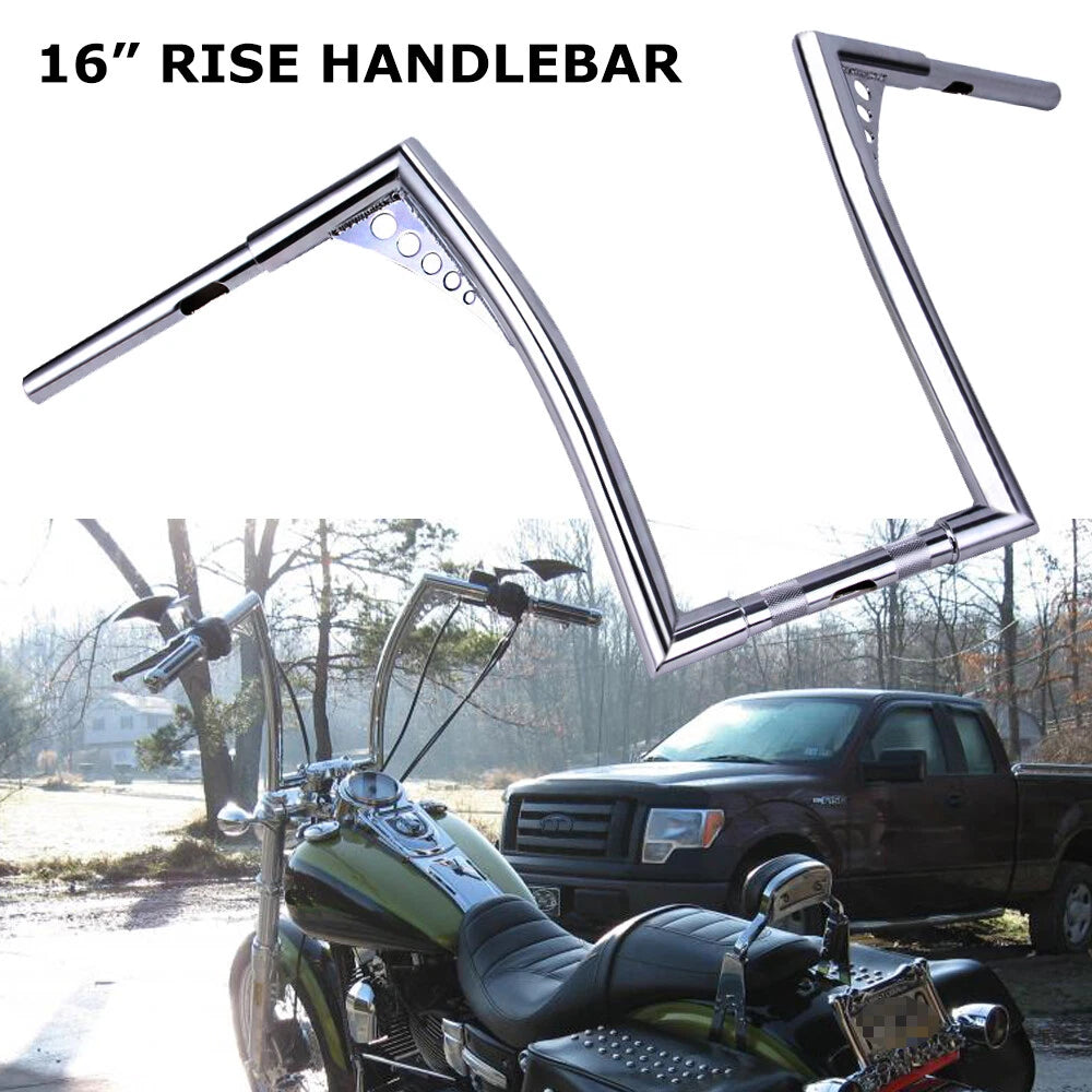 16" Rise Ape Hanger Handlebar For Harley Sportster Softail Dyna Fatboy FLST FXST
