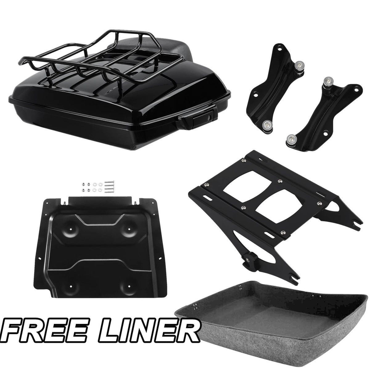 Black Razor Trunk Pad Mount Plate Docking Kit For Harley Road Glide 2014-25