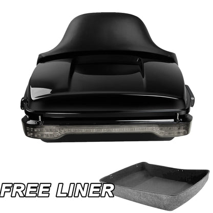 Black Chopped Trunk Backrest Pad LED Light For Harley Street Road Glide 2014-26