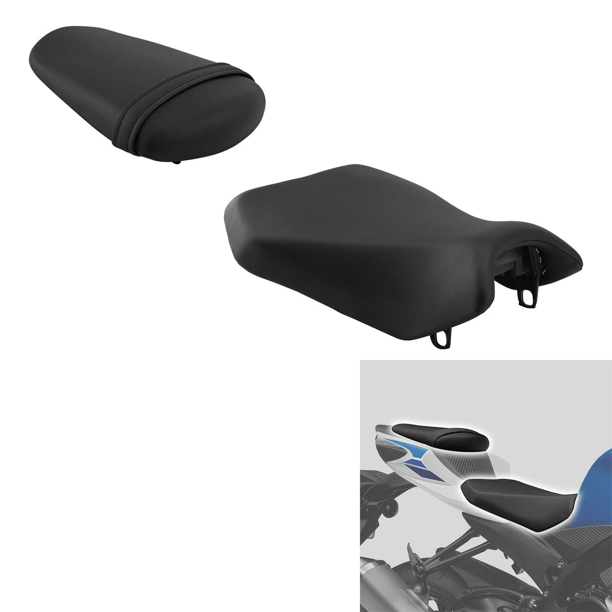 Driver & Passenger Seat Fit For Suzuki GSXR600 GSXR750 2011-2026 23 22 21 Black
