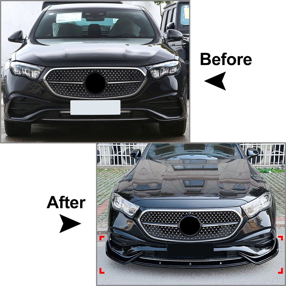 Front Bumper Splitter Spoiler Lip For Mercedes Benz E Class W214 2024+ Black