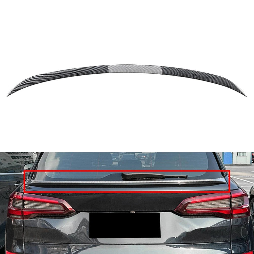 Carbon Look Rear Boot Trunk Spoiler Lip Middle Wing For BMW X5 G05 2019-2024