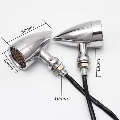 4X Chrome Bullet Motorcycle LED Turn Signal Brake Running Tail Light For Harley