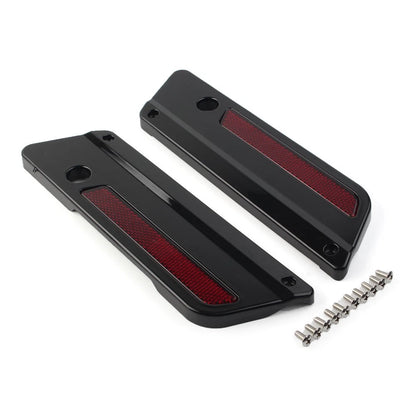 Saddlebag Latch Plate Cover With Red Reflectors For Harley Touring 1993-2013