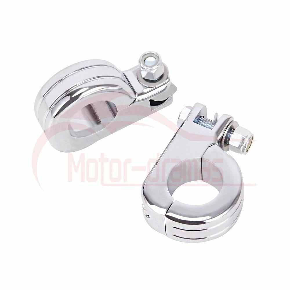 Chrome 1.25" 1-1/4" Foot Pegs Mounting Kit For Harley Highway Engine Guard Bars