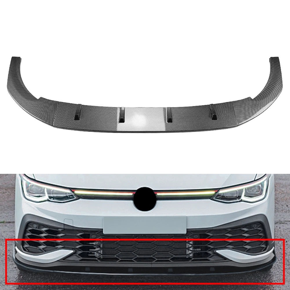 Carbon Fiber Look Front Bumper Lip Spoiler Splitter For VW Golf 8 CS R 2020-24