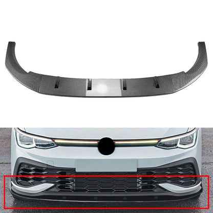 Carbon Fiber Look Front Bumper Lip Spoiler Splitter For VW Golf 8 CS R 2020-24