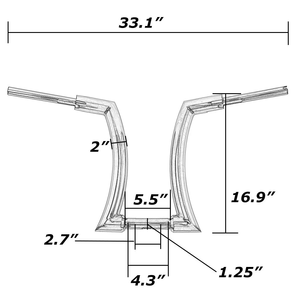 16" Rise 2" Ape Hanger Handlebar Handle Bar For Harley Touring Sportster XL Dyna