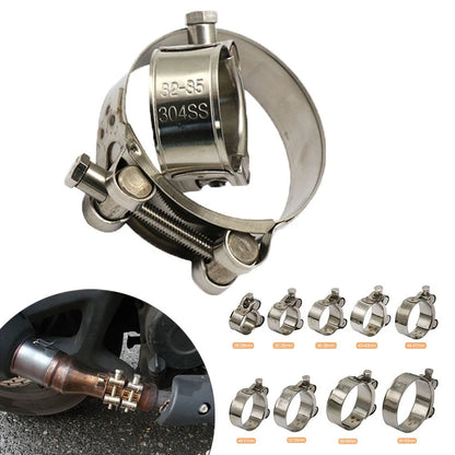 US 1x Motor Exhaust Pipe Clamp 26-63mm Stainless Steel Muffler Fixed Caliper