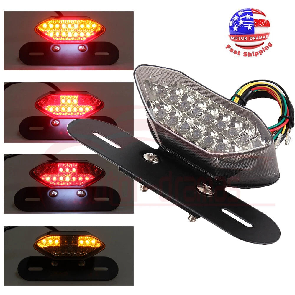 12V Smoke 20LED Motorcycle Brake Tail Turn Signal License Plate Integrated Light