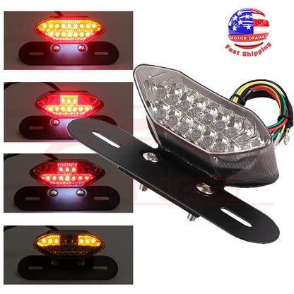 12V Smoke 20LED Motorcycle Brake Tail Turn Signal License Plate Integrated Light