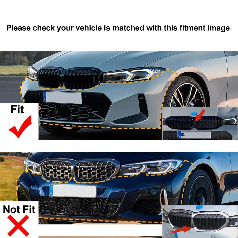 Glossy Black Front Bumper Kidney Grille For BMW 3 Series G20 G21 G28 2023-2024
