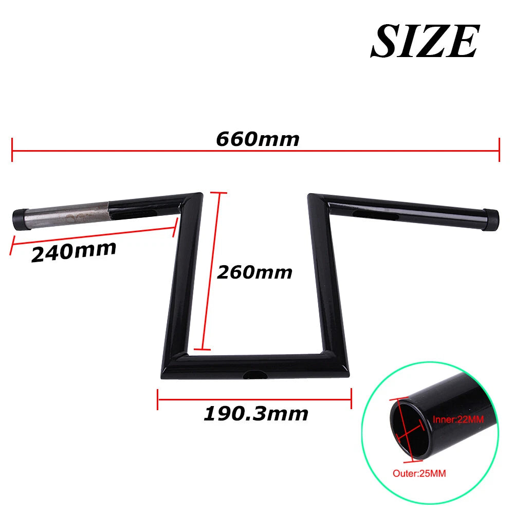 1" Z Bars Drag Handlebar Fit For Harley Bobber Softail Dyna Sportster Motorcycle