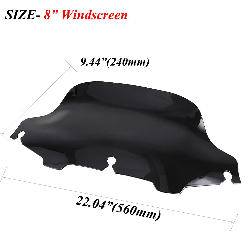8" Wave Windshield Windscreen Fit for Harley Touring Electra Street Glide 96-13