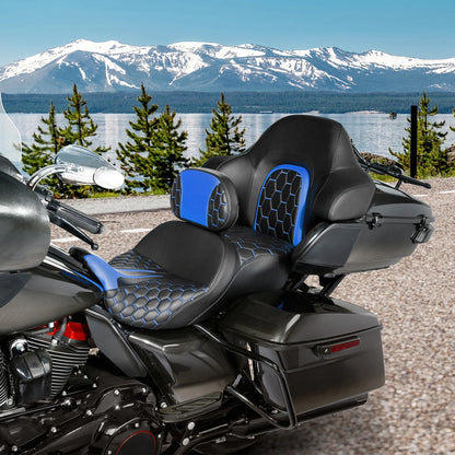 Rider Driver Backrest For Harley Electra Street Road Glide 1988-Up 89 Black Blue