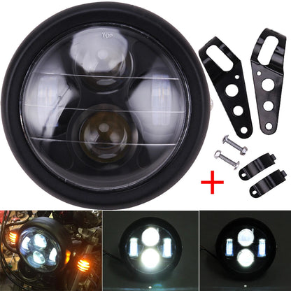 6.5'' Universal Motorcycle LED Headlight W/ Bracket For Harley Bobber Cafe Racer