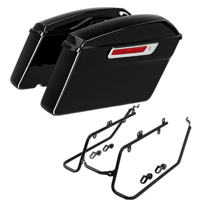 Hard Saddlebags & Conversion Brackets Kit For Harley Dyna Street Bob 08-17 Black