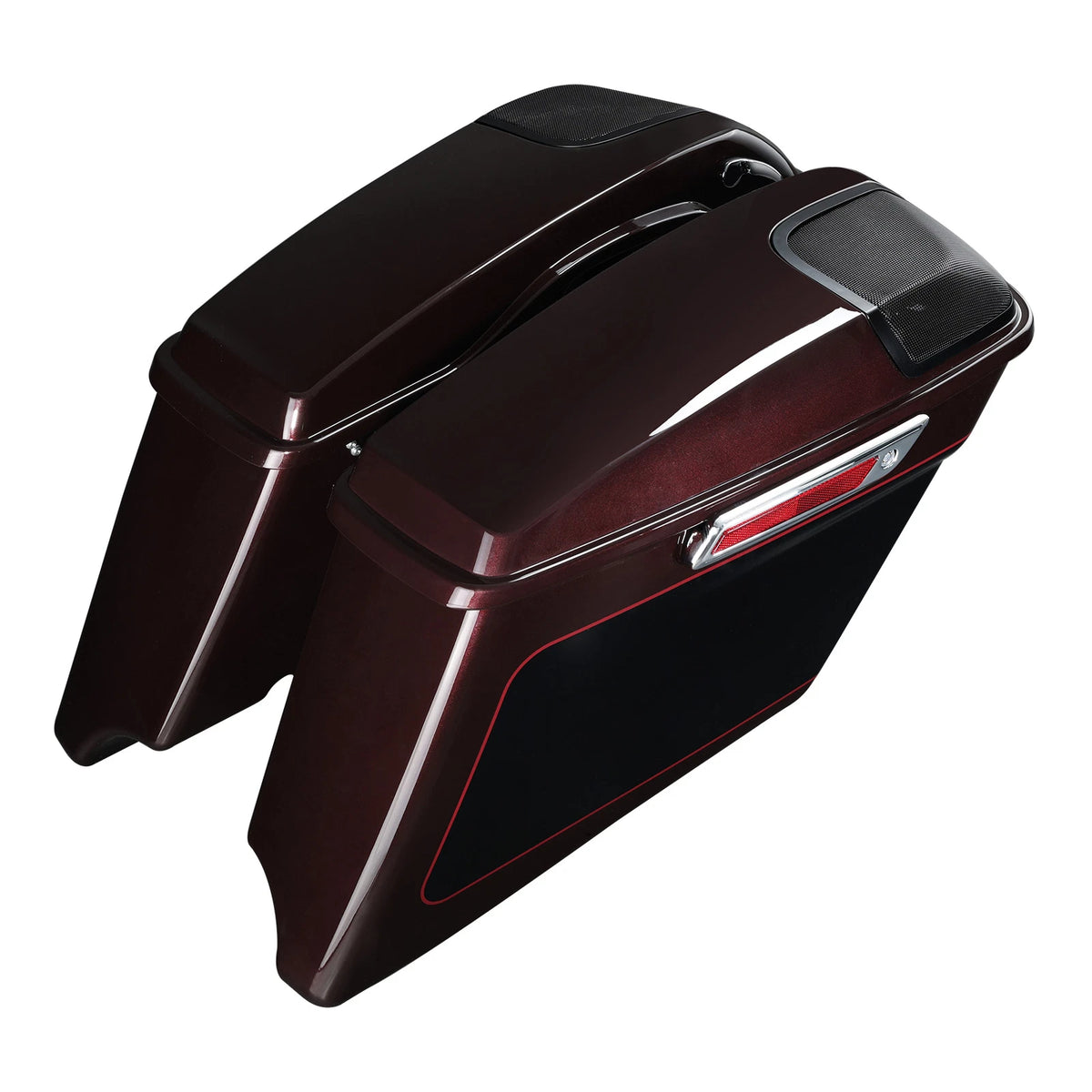 4" Stretched Saddlebags For Harley Touring 2014-23 Midnight Crimson/Vivid Black