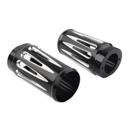 1 Pair Black Fork Boot Slider Cover Cow Bell For Harley Touring FL 1986-2013