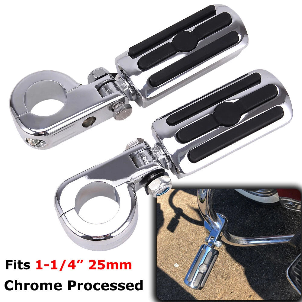 Chrome Highway Foot Pegs For Harley Road King Electra Street Glide 1-1/4" Bar US