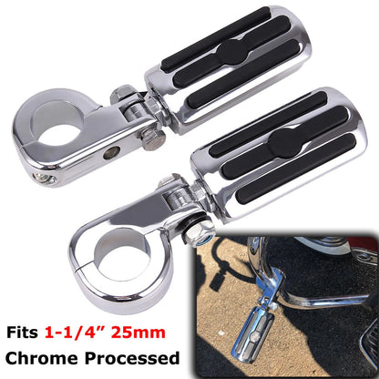 Chrome Highway Foot Pegs For Harley Road King Electra Street Glide 1-1/4" Bar US