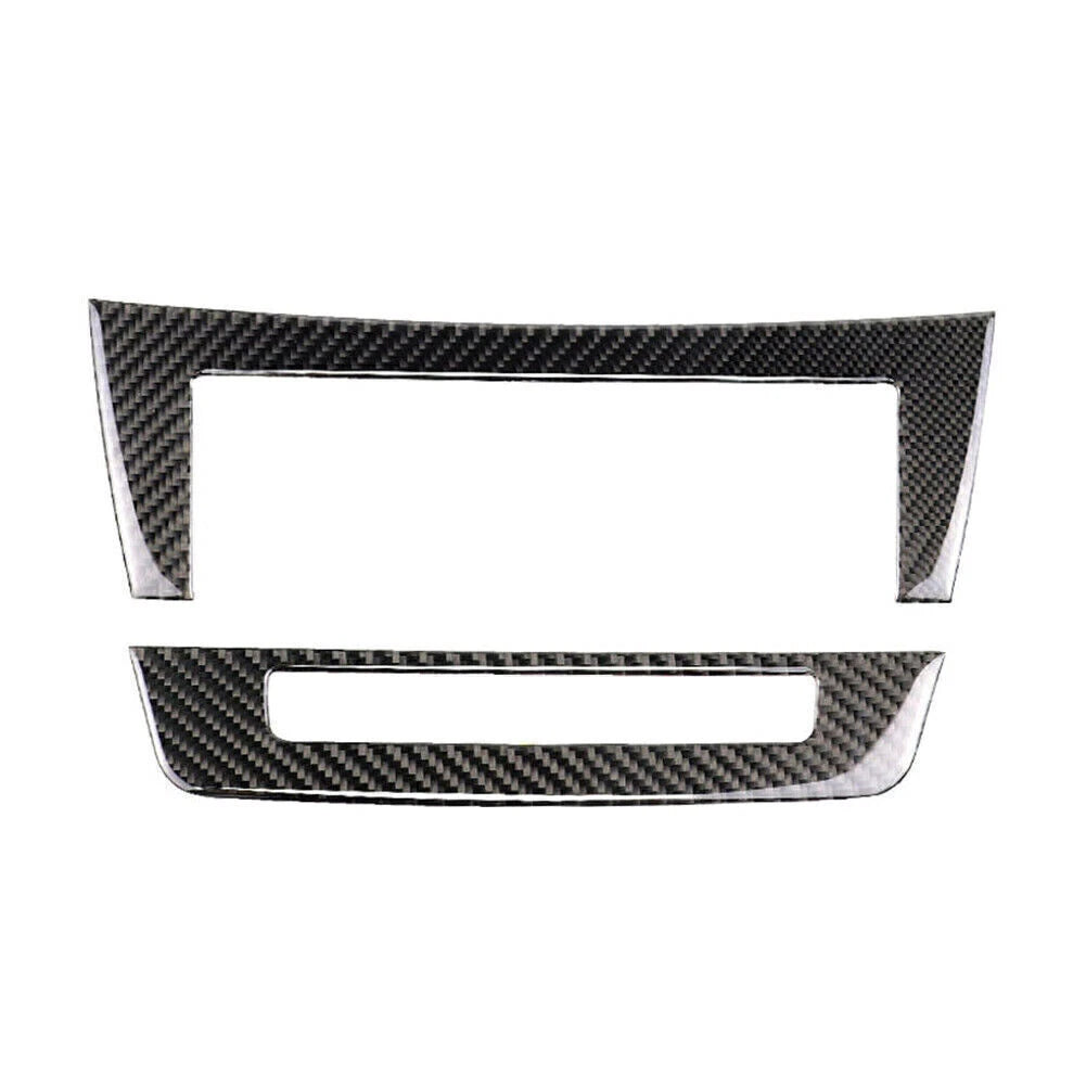 2pcs Console CD Panel Trim For Mercedes-Benz C Class W204 2010-2013 Carbon Fiber