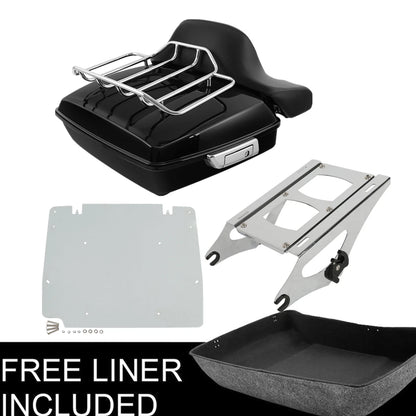 Chopped Trunk Backrest Two-Up Rack Plate Fit For Harley Touring Road Glide 14-25