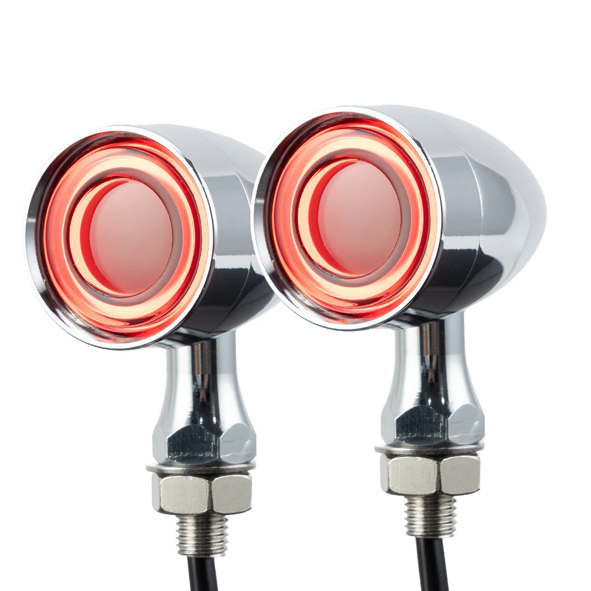 Pair Motorcycle LED Bullet Turn Signals Brake Blinker Light Indicator Amber+Red