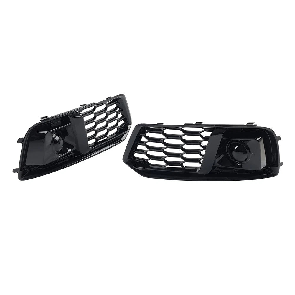 1 Pair Front Bumper Fog Light Grille Cover For Audi Q5 2018-2020 Glossy Black
