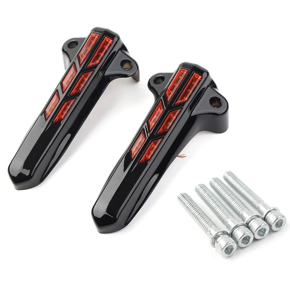 Front Lower Fork Leg Cover LED Smoke Light For Harley FLHT FLHX /R Electra Road