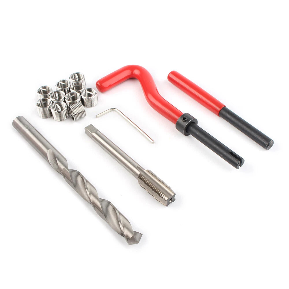 M10 x 1.25 Metric Thread Repair Insert Kit 15pcs Helicoil Install Tool