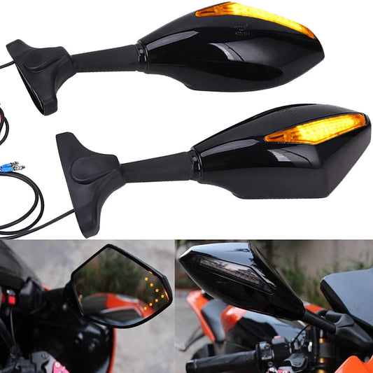 For Suzuki GSXR 600 750 1000 Hayabusa Motorcycle LED Turn Signals Side Mirrors A