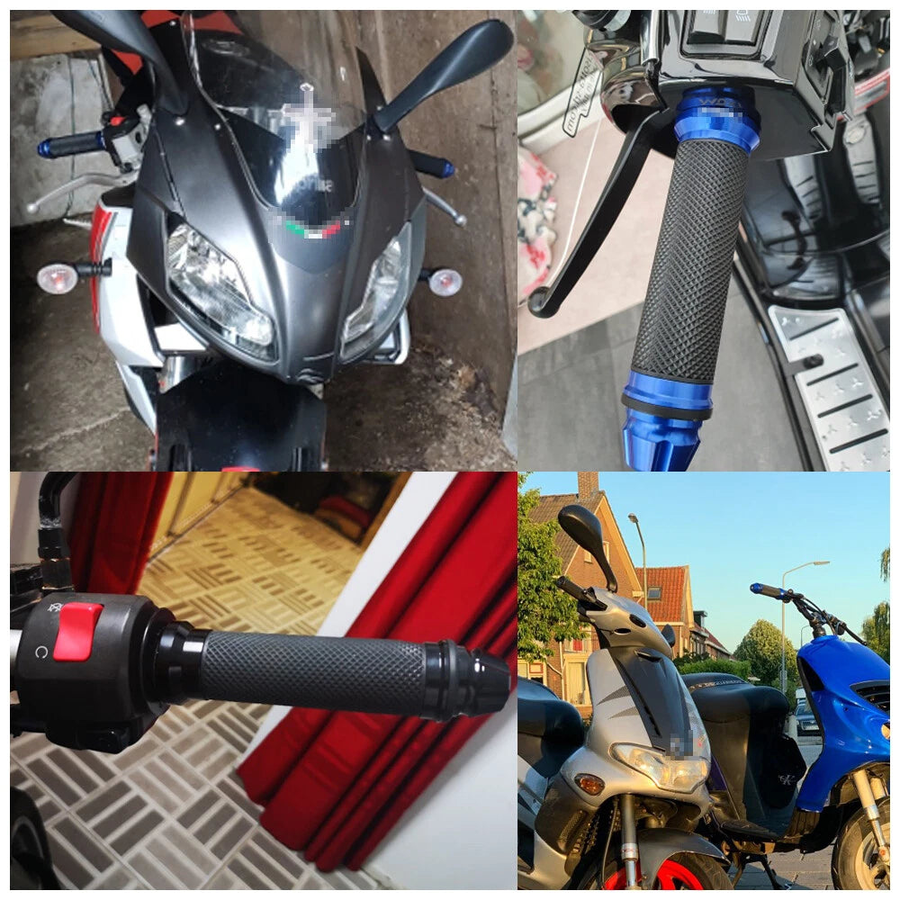 Black Motorcycle Hand Grips Rubber Gel 7/8" For Honda Suzuki Kawasaki Yamaha