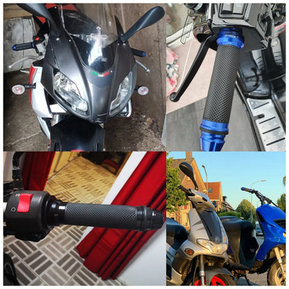 Black Motorcycle Hand Grips Rubber Gel 7/8" For Honda Suzuki Kawasaki Yamaha