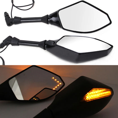 Motorcycle LED Turn Signal Light Universal Indicator Rearview Side Mirrors 10mm