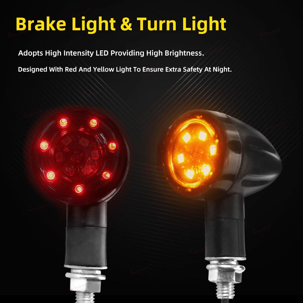 4X Motorcycle LED Bullet Brake Running Turn Signal Tail Light For Harley Honda