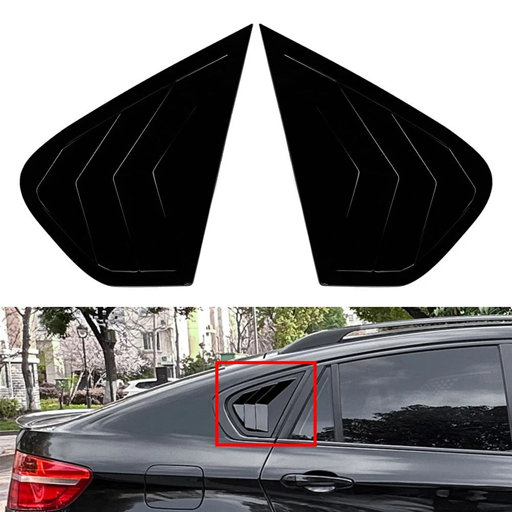 Glossy Black Rear Window Louver Shutter Cover Trim For BMW X6 E71 E72 2008-2014